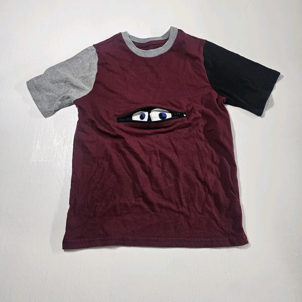 365 Kids Garanimals Boys Size 10 Burgundy  Peaking Eyes Behind Zipper